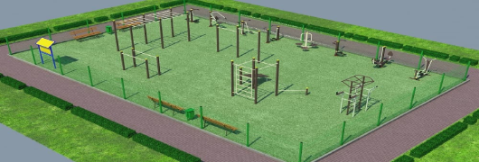 Проект спортивной воркаут площадки с уличными тренажерами в Омске