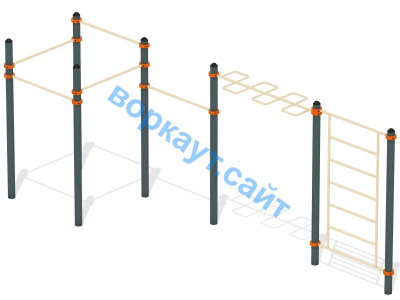 Воркаут турники с шведской стенкой и рукоходом  ВС-21 в Омске