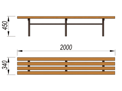 Двухметровая лавочка без спинки 2 м МАФ 1602 в Омске