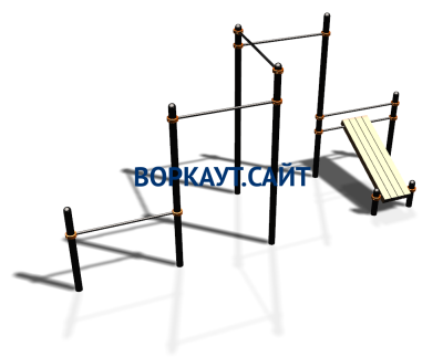 Воркаут комплекс разноуровневых турников со скамьей для пресса ВС-37 в Омске