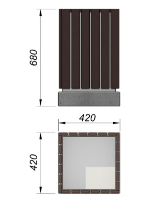 Урна деревянная квадратная с бетонным основанием МАФ 1633 в Омске