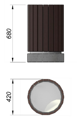 Урна деревянная круглая с бетонным основанием МАФ 1632 в Омске