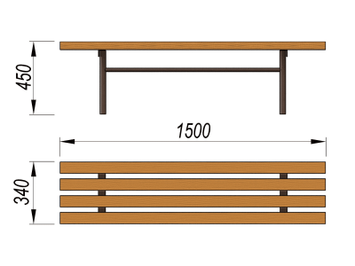 Лавочка без спинки МАФ 1601 в Омске