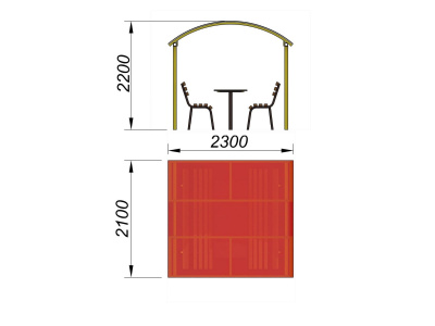 Стол и лавки под навесом МАФ 4005 в Омске