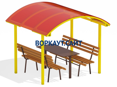 Стол и лавки под навесом МАФ 4005 в Омске